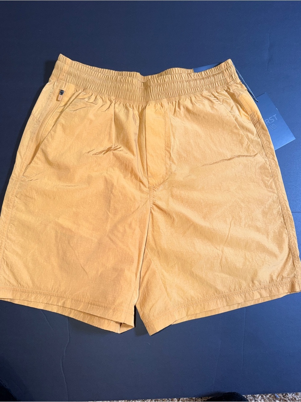 VSRT Men's Elastic-Waist Orange Casual Shorts
